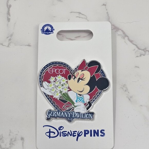 Disney Parks Epcot Heart Minnie Mouse Flower Germany Pavilion Pin - Picture 1 of 3